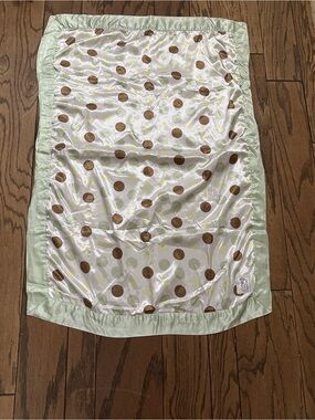 Little Giraffe Polka Dot  Brown Grey Green White Satin Trim Baby Blanket Lovey